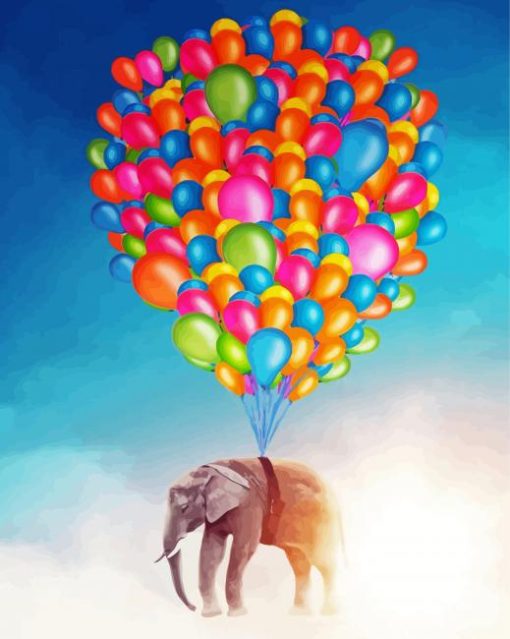 Elephant And Balloons Paint by number