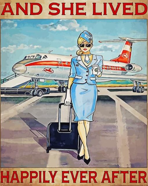 Flight Attendant Illustration paint by number