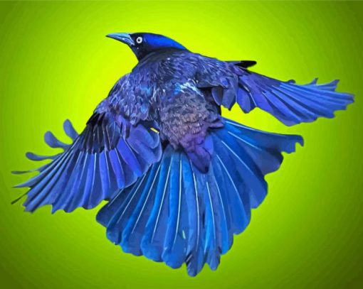 Flying Indigo Bunting Bird Paint by number