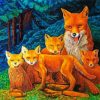 Fox Family In Forest Art paint by number