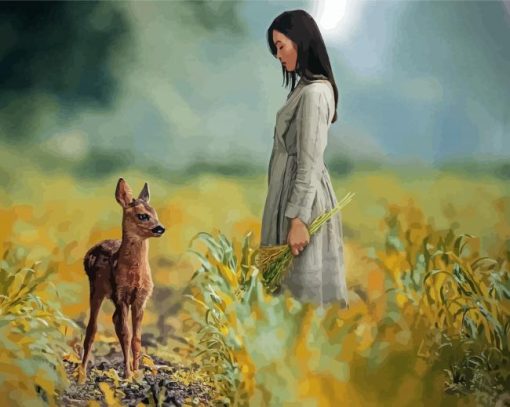 Girl And Deer Paint by number