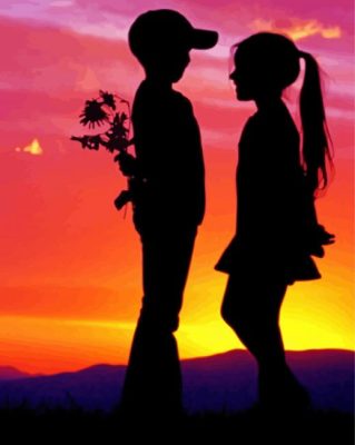 Little Couple Silhouette paint by number