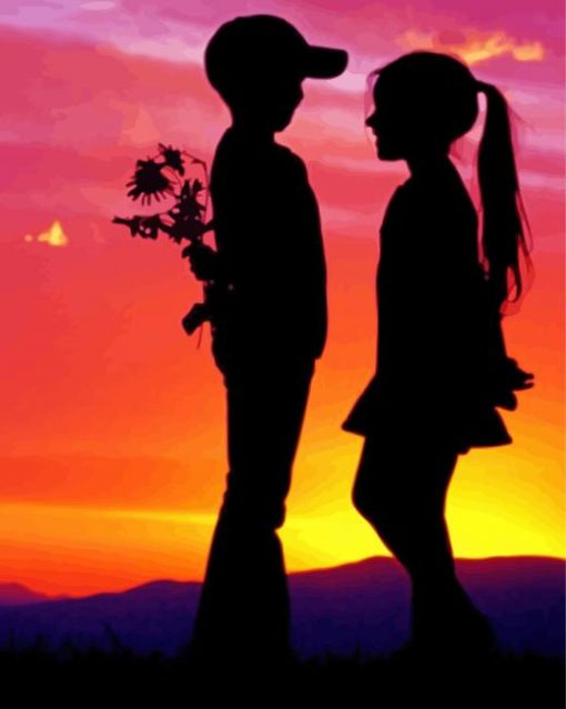 Little Couple Silhouette paint by number