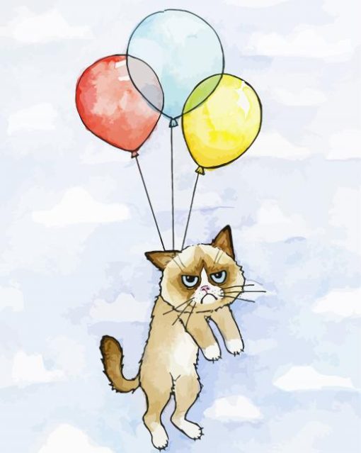 Mad Cat And Balloons paint by number
