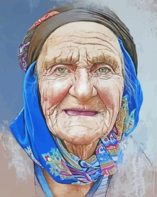 Old Lady Face In Veil paint by number
