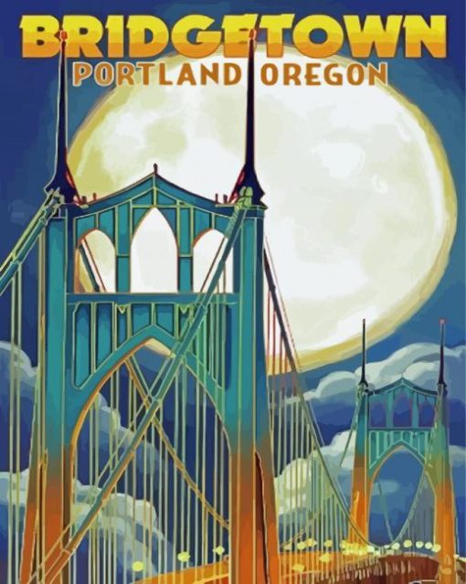 Portland Oregon Bridgetown Poster Paint by number
