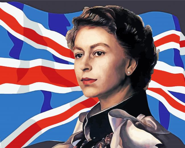 Queen Elizabeth And Flag paint by number