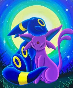 Romantic Umbreon And Espeon paint by number