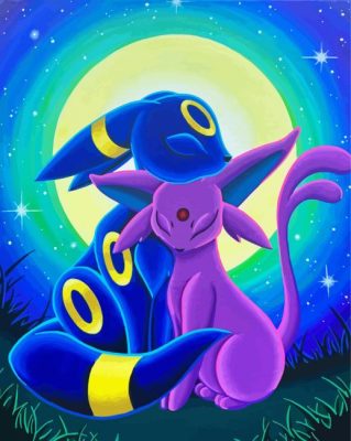 Romantic Umbreon And Espeon paint by number