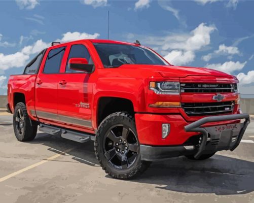 Red 2017 Chevrolet Silverado Z71 paint by number