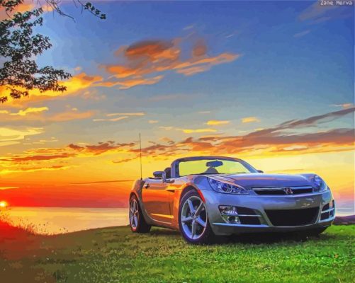 Saturn Sky Car With Sunset paint by number