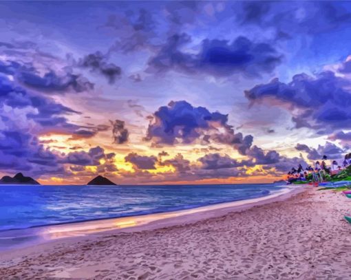 Seascape Hawaii Dawn paint by number
