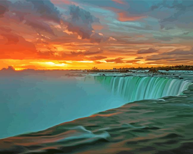 Sunset At Niagara Fall Canada Paint by number