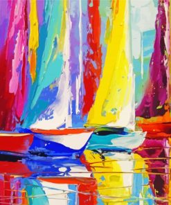 The Colorful Sailboats paint by number