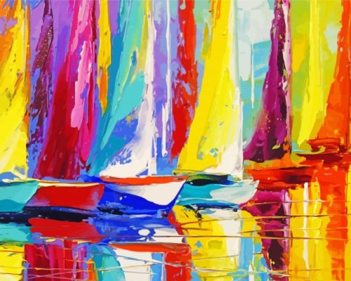 The Colorful Sailboats paint by number