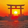 Torii Gate At Sunset paint by number