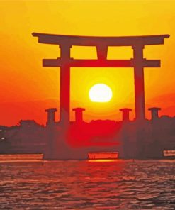 Torii Gate At Sunset paint by number