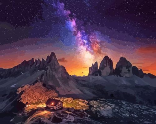 Tre Cime Di Lavaredo At Night paint by number