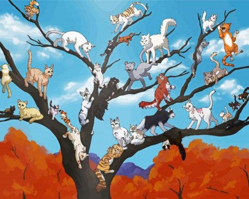 Tree Cats paint by number