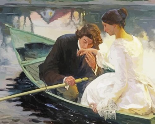 Victorian Romantic Date On Boat paint by number