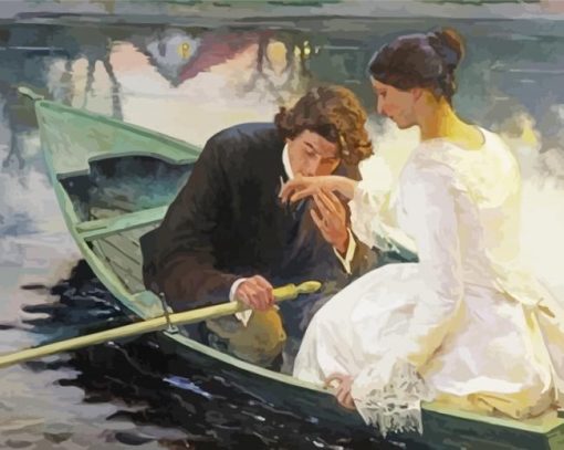 Victorian Romantic Date On Boat paint by number