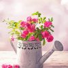 Watering Can With Pink Flowers paint by number