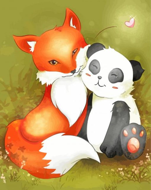 Aesthetic Panda And Fox paint by number