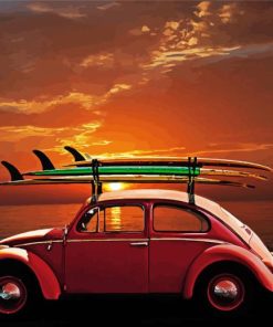 Aesthetic VW Car Sunset Paint by number