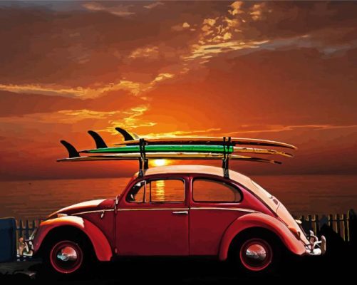 Aesthetic VW Car Sunset Paint by number