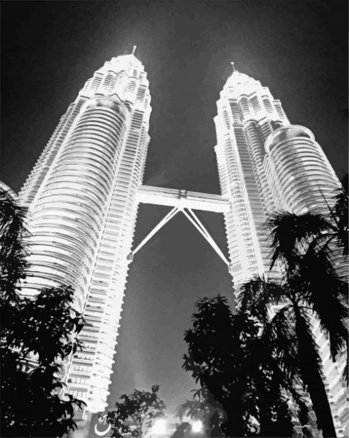 Black And White Twin Tower paint by number