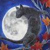 Cat On Tree And Moon paint by number