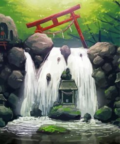 Chinese Waterfall River paint by number
