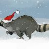 Christmas Snow Raccoon Paint by number