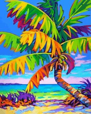 Colorful Tropical Palm paint by number