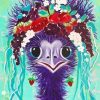Cute Purple Ostrich And Flowers paint by number
