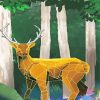 Geometric Gold Deer paint by number