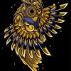 Gold Owl Art paint by number