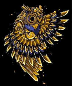 Gold Owl Art paint by number