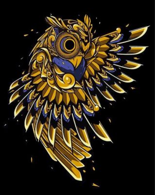 Gold Owl Art paint by number