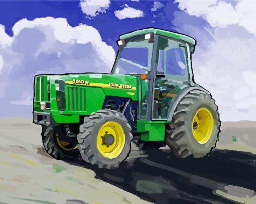 Green John Deere Tractor Art paint by number