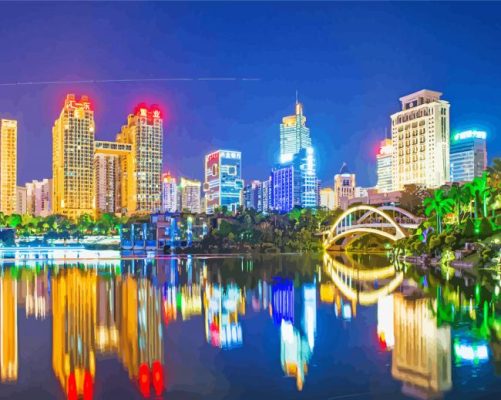 Nanning City Nightscape paint by number