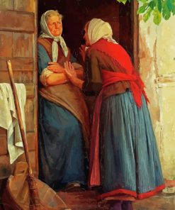 Old Two Ladies Talking paint by number