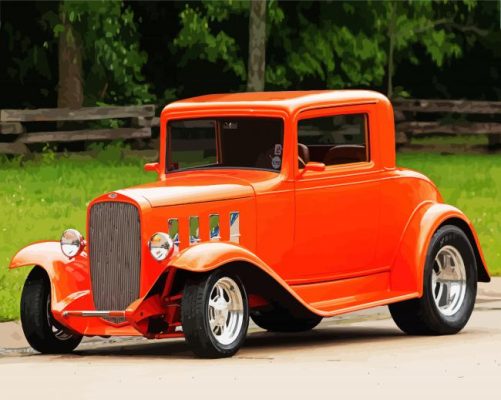 Orange 32 Chevy paint by number