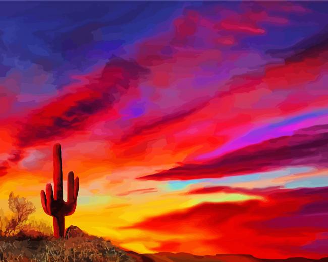 Red Sunset Arizona paint by number