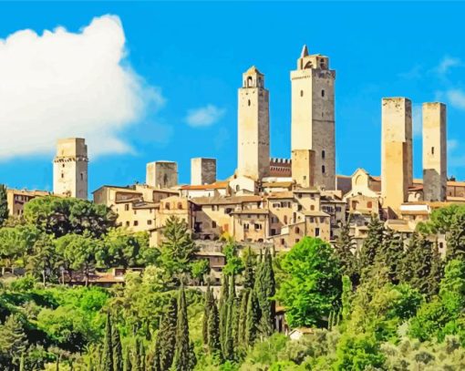 San Gimignano Towers Paint by number