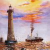 Seascape Ship Lighthouse Art paint by number