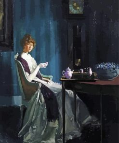 Vintage Woman Drinking Tea Paint by number