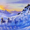 White Horses In Snowy Mountains Jim Warren paint by number