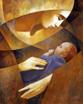 Abstract Mother And Child paint by number