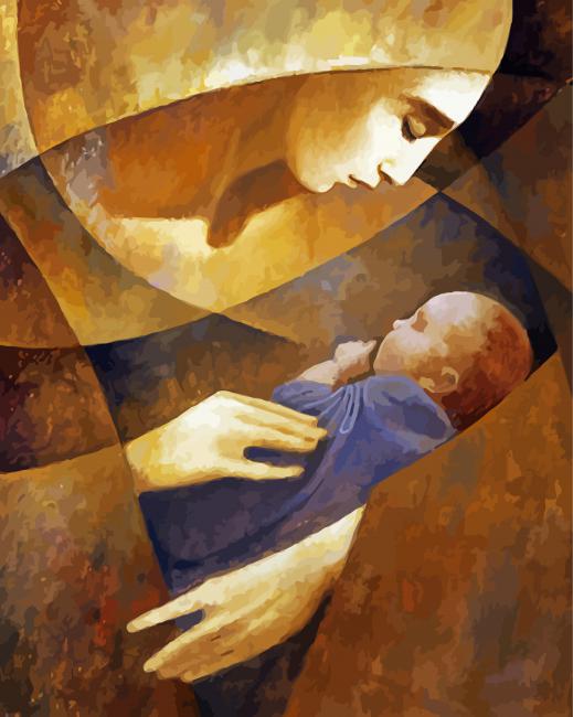 Abstract Mother And Child paint by number